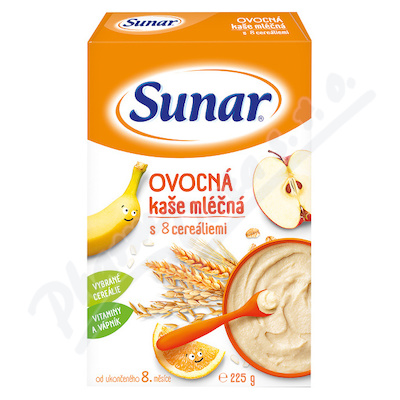 Sunar mln ovocn kae s 8 cereliemi 225g