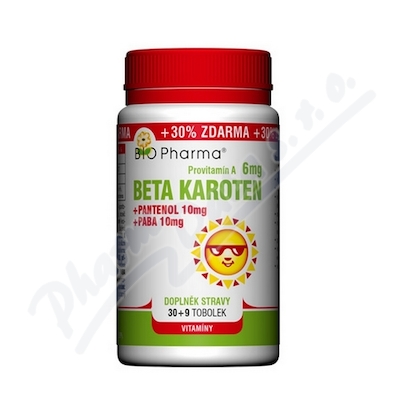 Beta Karoten 6mg+Pantenol 10mg+PABA10mg tob. 100+30