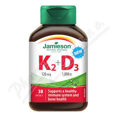 JAMIESON Vitamíny K2 120mcg a D3 1000 IU cps. 30