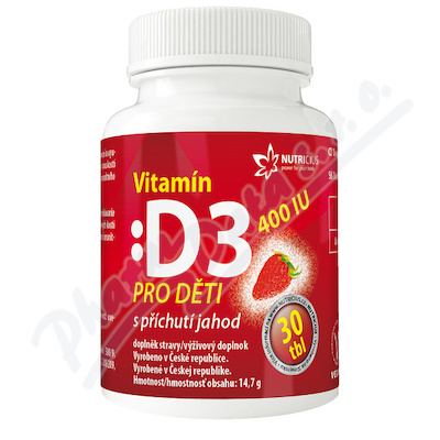 Vitamín D3 400IU pro děti jahoda tbl. 30