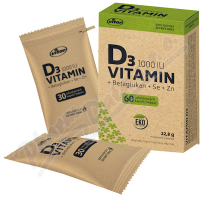 Vitar Vitamin D3 1000IU+betaglukan EKO cps. 60