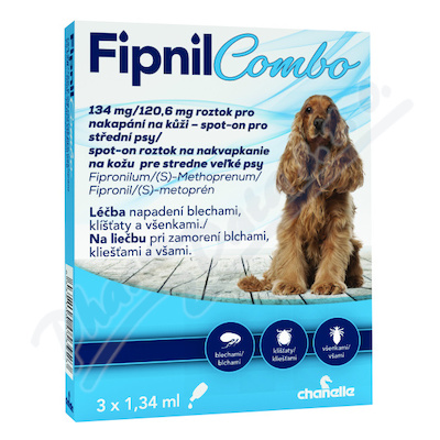 Fipnil Combo 134-120. 6mg spot-on Dog M 3x1. 34ml