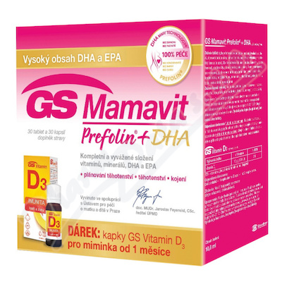 GS Mamavit Prefolin+DHA tbl-cps. 30+30+dárek Vit. D3